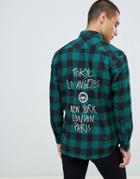 Hype Shirt In Green Check With Back Print - Green