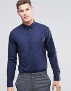 Hugo By Hugo Boss Smart Shirt With Collar Insert In Navy Slim Fit - Navy