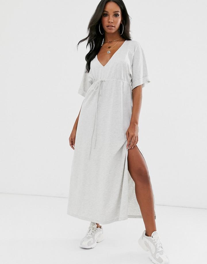 Asos Design Drawstring Waist Maxi Dress-black