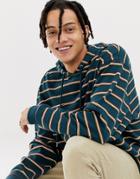 Asos Design Hoodie With Retro Stripes In Green - Green