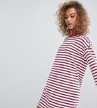Monki Crew Neck T-shirt Dress In Multi Stripe