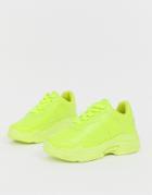 Public Desire Dash Neon Yellow Color Drenched Sneakers - Yellow