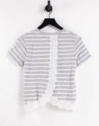 Superdry Lace Mix Stripe T-shirt In Gray-grey