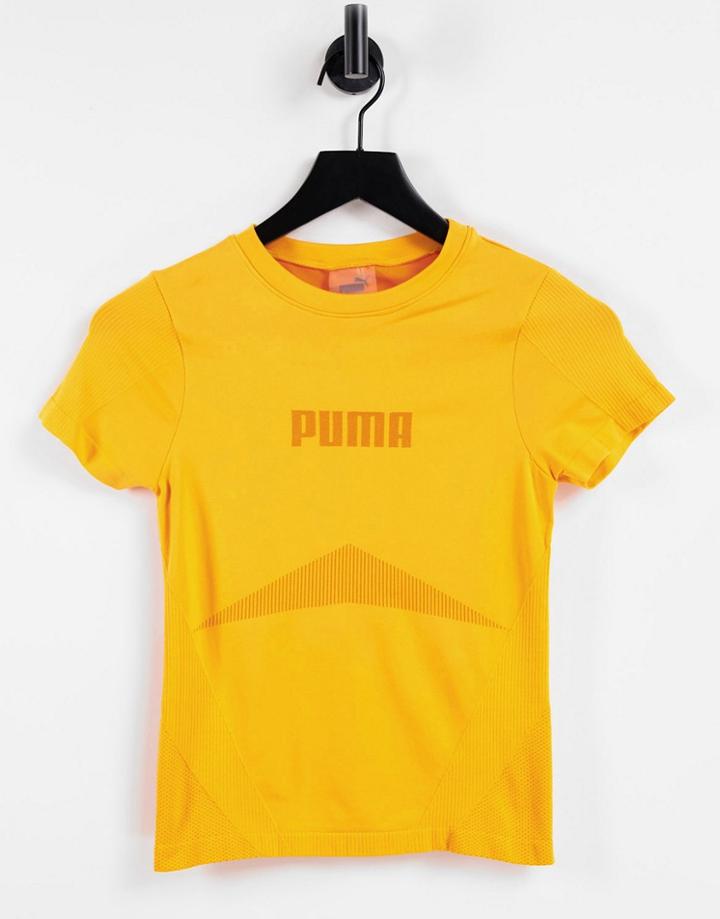 Puma Training Evoknit Seamless T-shirt In Orange-yellow