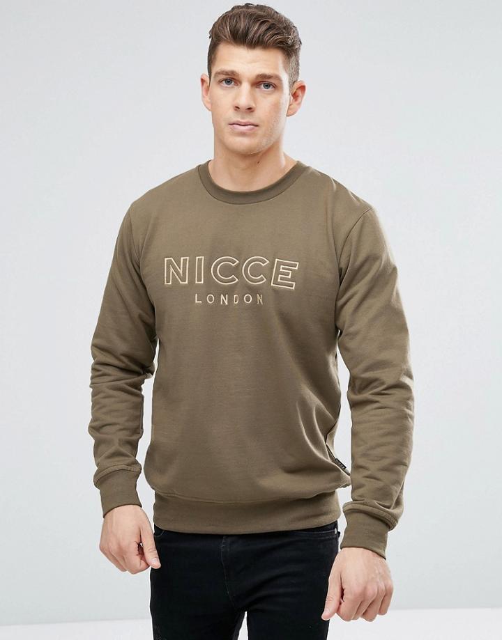 Nicce London Sweatshirt With Signature Logo - Green