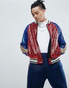 Jaded London Sequin Bomber Jacket - Red