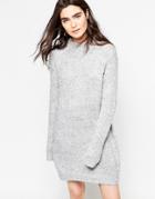Jdy High Neck Sweater Dress - Gray