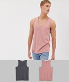 Asos Design Tank In 2 Pack Multipack Saving - Multi