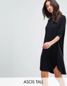 Asos Tall Oversize T-shirt Dress With Seam Detail - Black