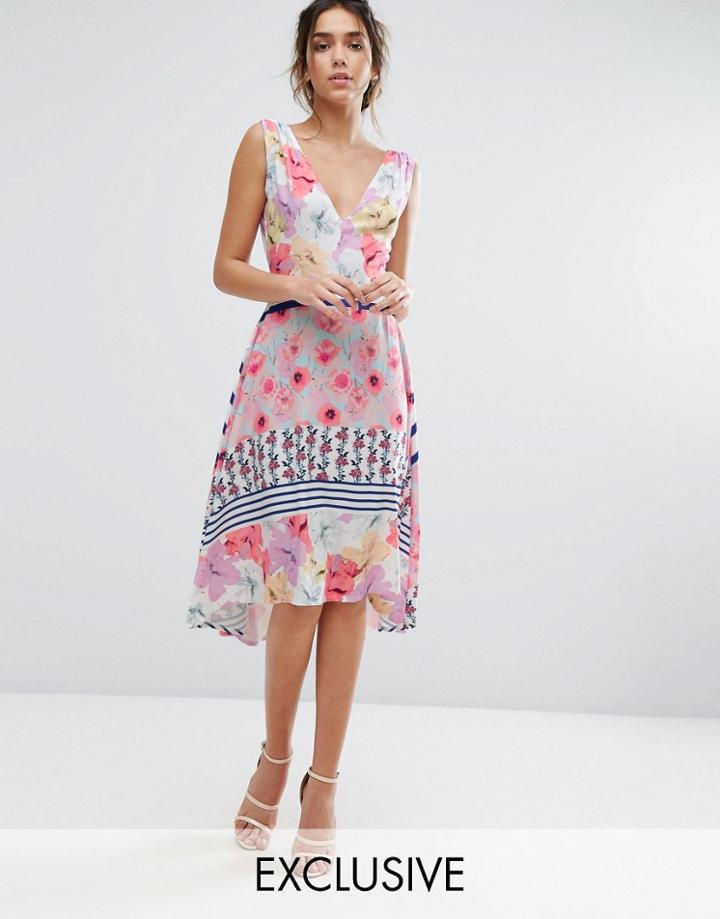 Every Cloud Floral Hi Low Hem Midi Dress - Multi