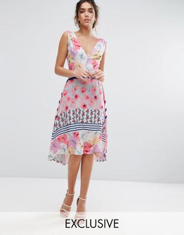 Every Cloud Floral Hi Low Hem Midi Dress - Multi