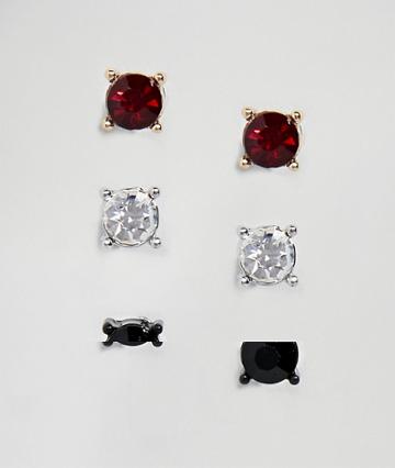 Uncommon Souls 3 Pack Crystal Earrings - Black