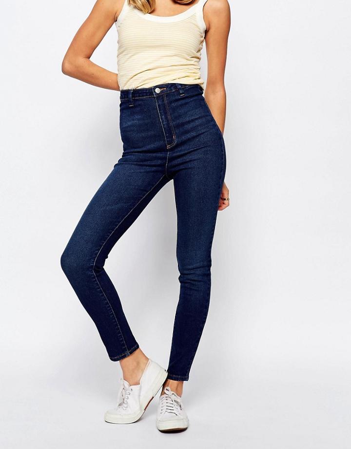 Rollas Scorpion Super High Waist Skinny Jeans - Blue