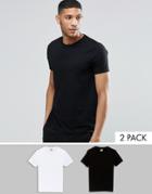 Asos 2 Pack T-shirt With Crew Neck In White/black - Multi