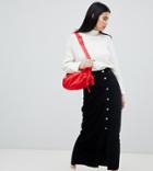 Dr Denim Cord Button Through Venla Skirt Exclusive To Asos - Black