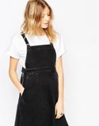 Asos Maternity Denim A-line Pinafore Dress In Washed Black - Black