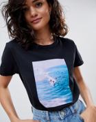 Heartbreak Photographic Waves T Shirt - Black