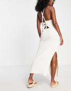 4th & Reckless Fenley High Neck Knit Beach Dress In Cream-white