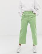 Asos Design Straight Leg Skate Pant In Washed Neon - Green