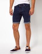 Asos Denim Shorts In Skinny Mid Length - Mid Blue