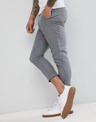 Boohooman Cropped Pinstripe Pants In Gray - Gray