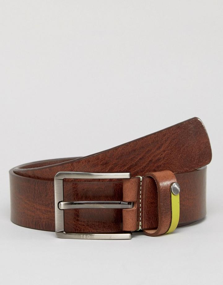 Ted Baker Leather Belt With Highlight Keeper - Tan