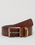 Ted Baker Leather Belt With Highlight Keeper - Tan