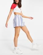 Only Casual Shorts Set In Stripe-white