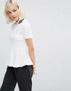 Fred Perry Peplum Polo Shirt - White