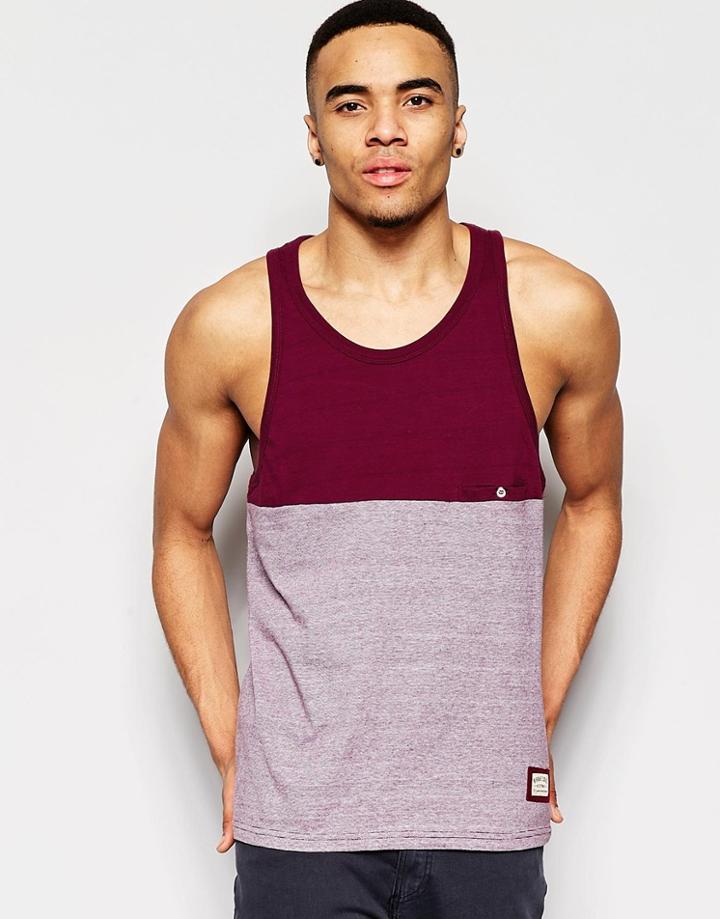 Brave Soul Striped Tank With Contrast Panel - Red