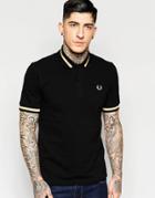 Fred Perry Laurel Wreath Polo Shirt With Single Tip Regular Fit In Black - Black