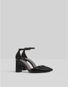 Bershka Pointed Toe Heels With Ankle Strap In Black