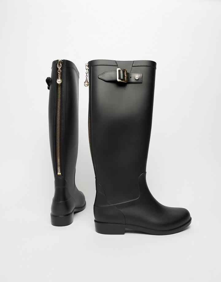 Asos Design Glacier Pearl Riding Boots - Black