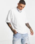 Asos Design Oversized T-shirt With Raglan Sleeve And High Neck In White