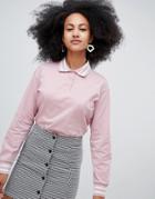 Monki Cropped Rugby Shirt - Pink