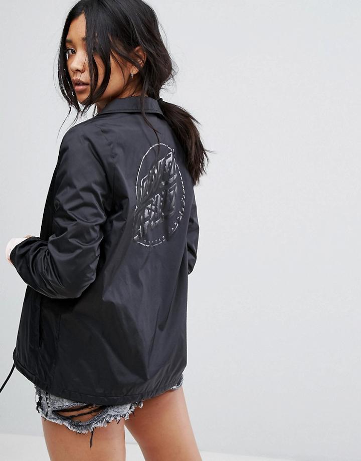 Santa Cruz Coach Jacket With Dot Logo Back Print - Black