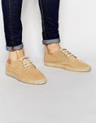Bronx Lace Up Espadrilles In Beige - Beige