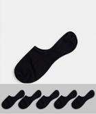 Asos Design 5 Pack No Show Shoe Liner-black