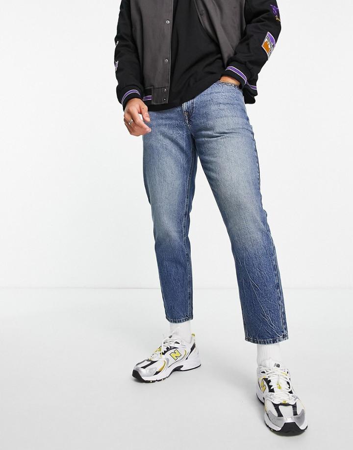 Asos Design Classic Rigid Jeans In Tinted Dark Wash-blues
