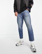Asos Design Classic Rigid Jeans In Tinted Dark Wash-blues