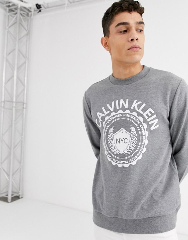 Calvin Klein Crest Logo Sweatshirt In Gray