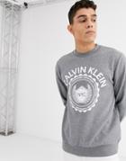 Calvin Klein Crest Logo Sweatshirt In Gray