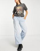 Free People Denim Wide Leg Sweatpants In Blue