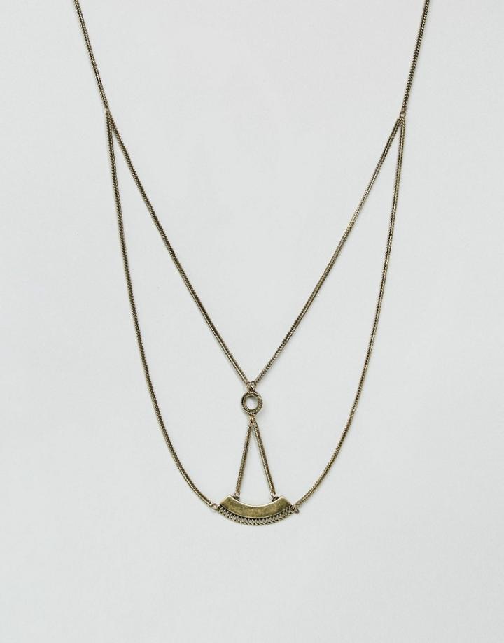 Asos Necklace With Double Layer In Gold - Gold