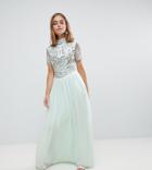 Frock And Frill Petite Premium Embellished Top Maxi Dress - Blue