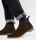 Asos Design Chelsea Boots In Brown Suede With Natural Sole - Brown