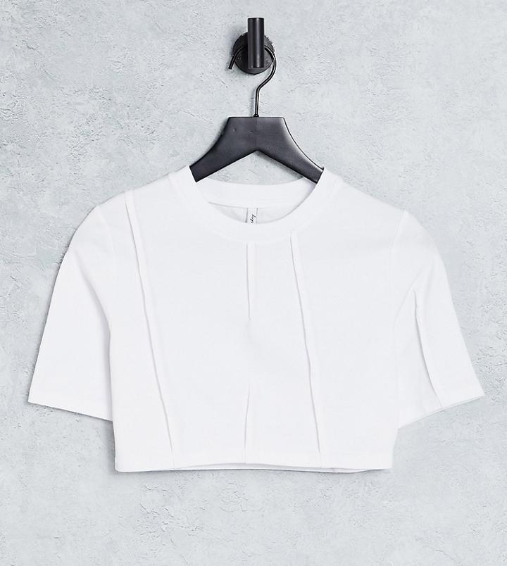 Asyou Seam Detail Crop T-shirt In White