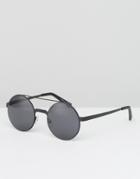 Asos Round Sunglasses In Black Sheet Metal - Black