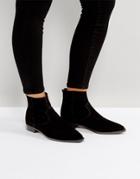 Asos Argo Suede Pointed Boots - Black