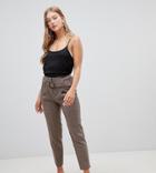 New Look Tie Waist Tapered Check Pants-brown